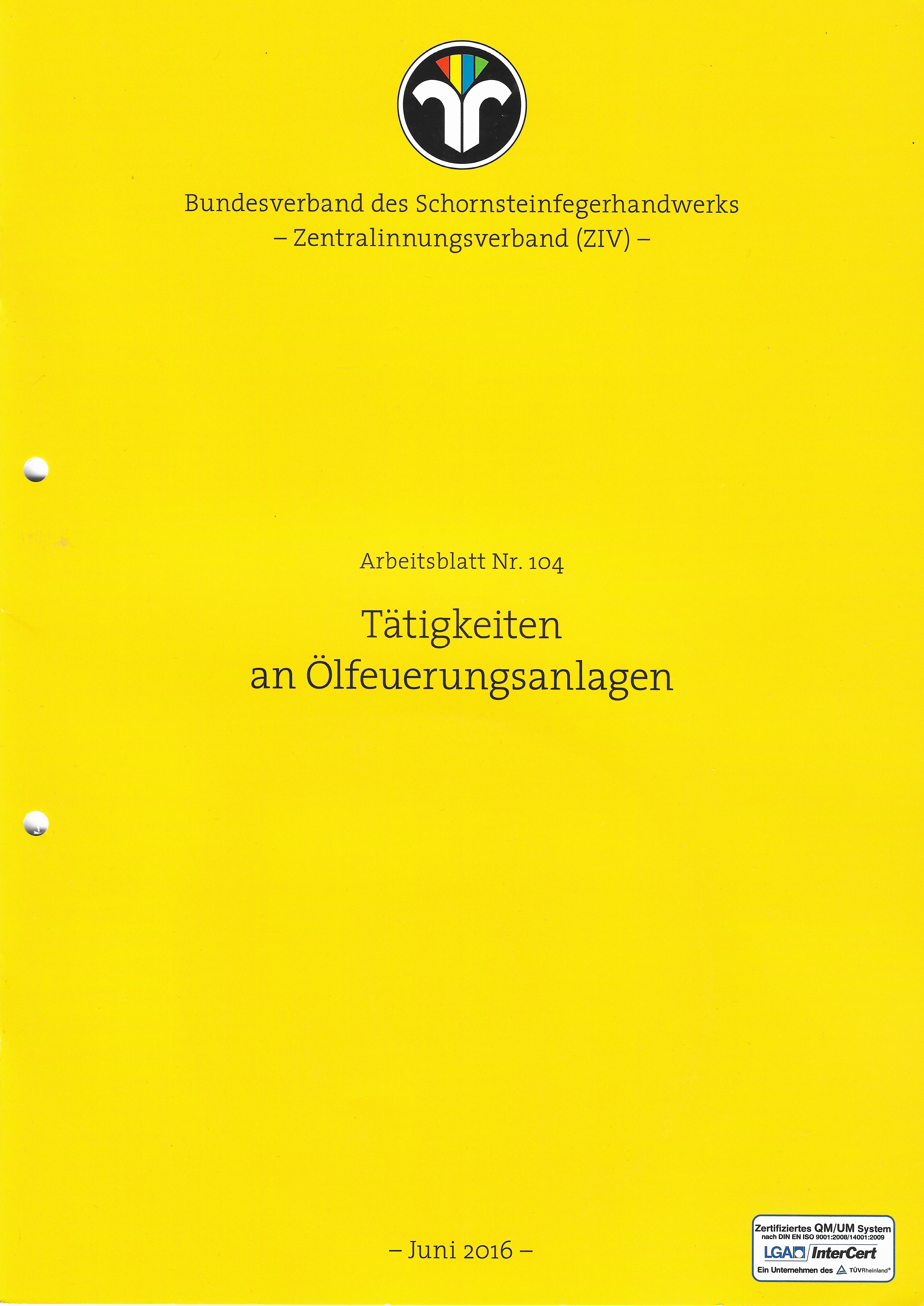 ZIV AB 104 - Tätigkeiten an Ölfeuerungsanlagen